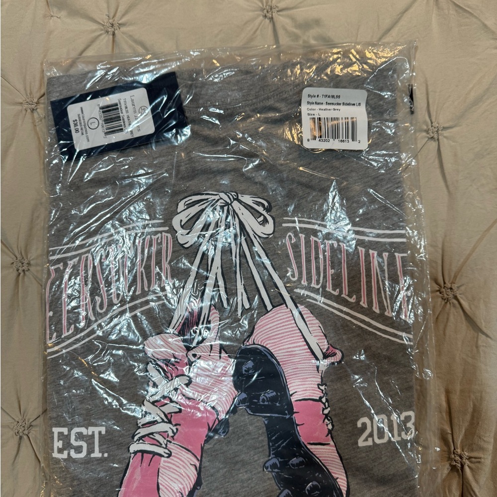 NWT Lauren James “”Seersucker Sidelines” L/S T-Shirt Size Large